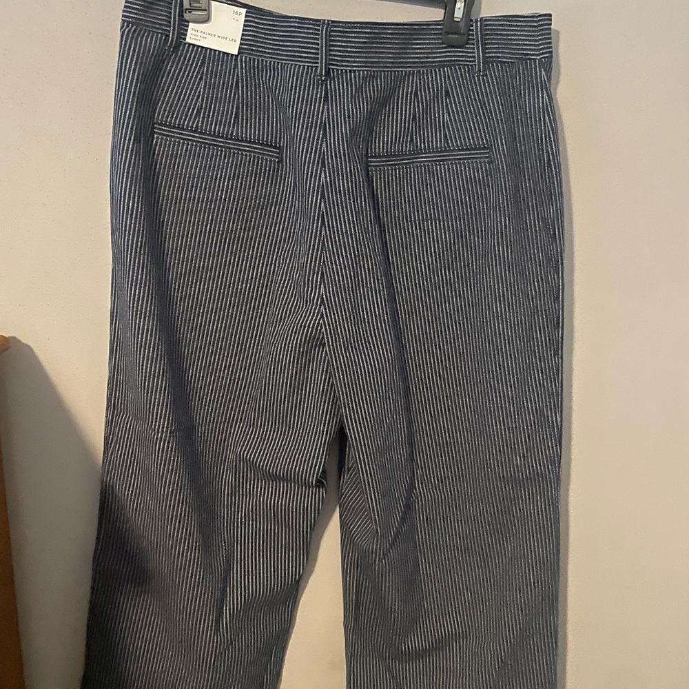 LOFT Navy and White Striped Pants - Picture 3 of 3